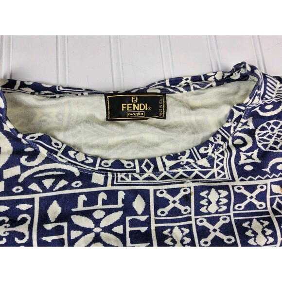 Fendi Women's Pattern Swim Cover Up T Shirt Size 40 - Picture 8 of 9